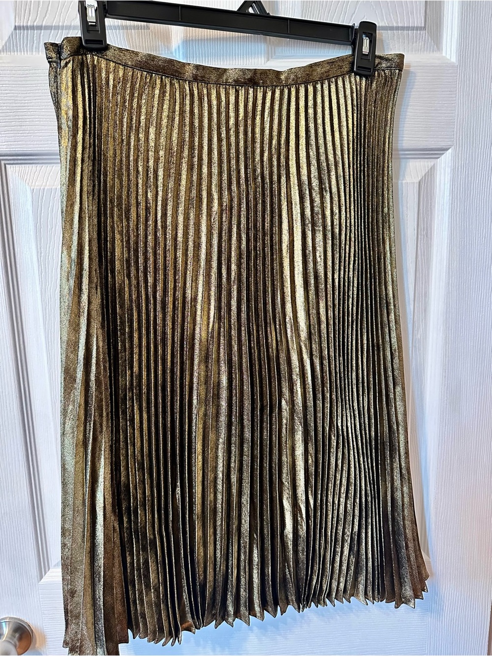 Banana Republic Metallic Gold Pleated Midi Skirt